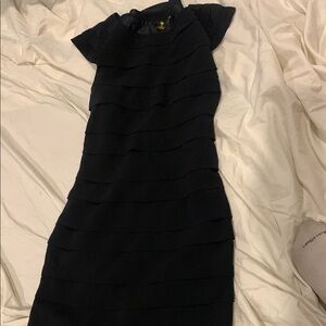 Black Asymmetrical Sheath Dress with Flutter Sleeves for Cocktail